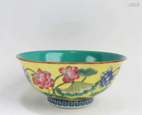 Chinese Famille Jaune Porcelain Bowl