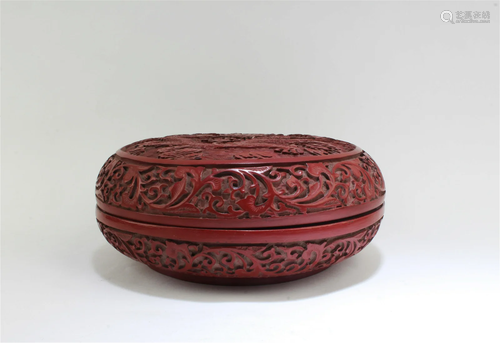 Chinese Cinnabar Lacquer Round Container