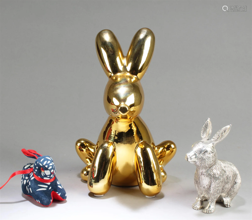 A Group of Three Miscellaneous Rabbit Figurines