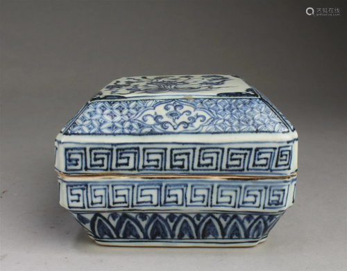 Chinese Blue & White Square Box