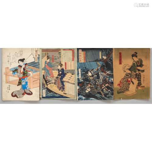 8 woodblock prints, Japan, 19t