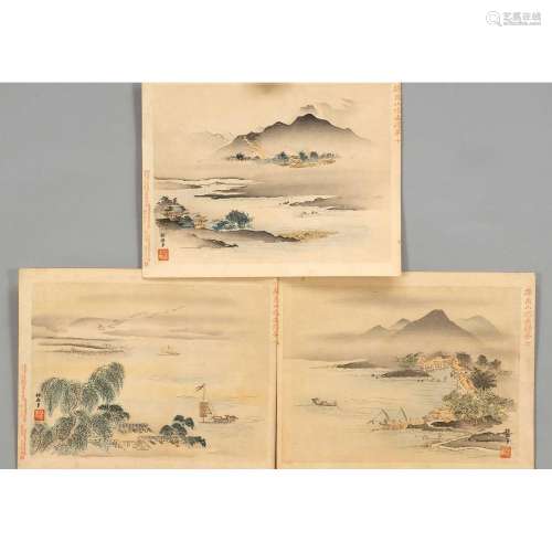 5 woodblock prints, Japan, 2nd
