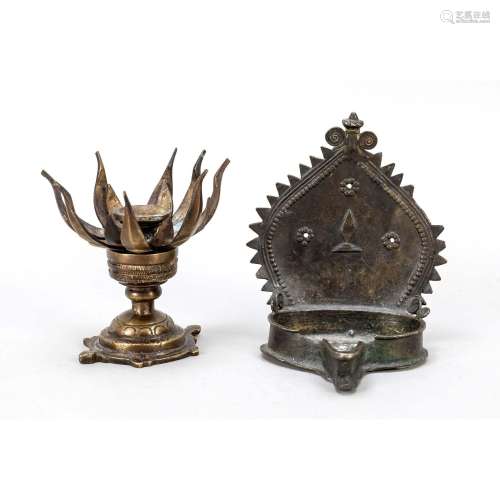 2 oil lamps, India, 19th centu