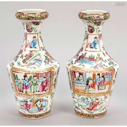 Pair of Famille Rose vases, Ch