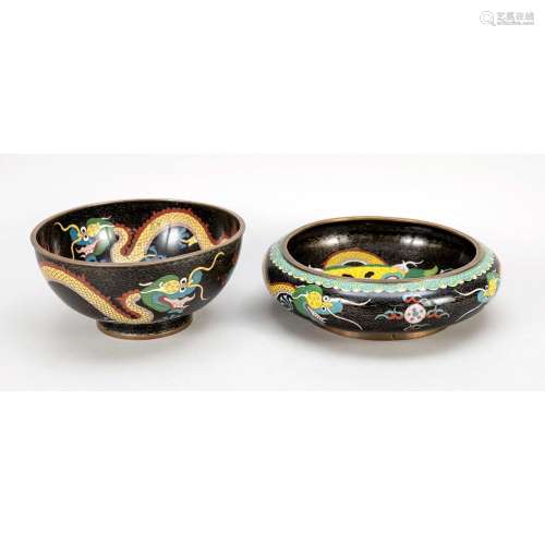 Cloisonné censer & bowl, China