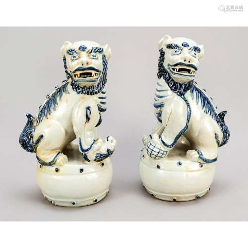 Pair of large Fo lions, China,
