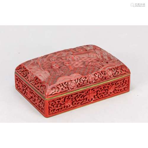 Cinnabar carved lacquer box, C