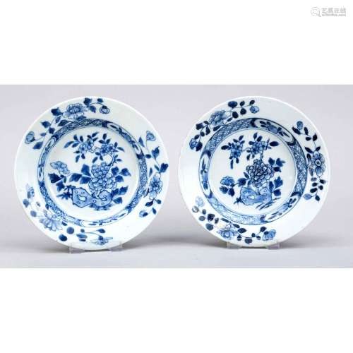 Pair of blue and white plates,