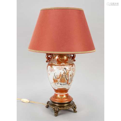 Kutani vase mounted as a lamps