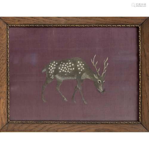 Embroidery picture with deer,