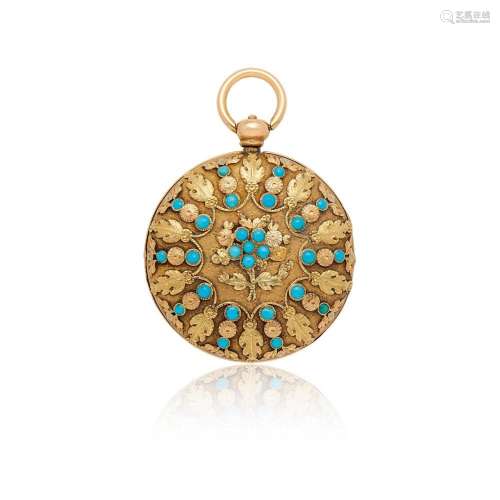PENDANT WATCH IN GOLD AND STONES, CIRCA 1820