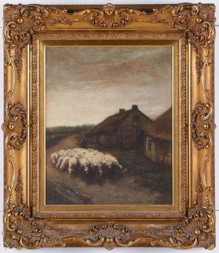 Anton Mauve "Return of the Flock" Oil on Canvas