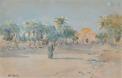 Henry Bacon Orientalist Watercolor Gateway