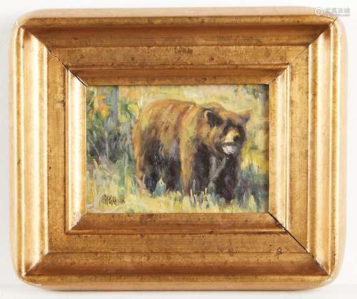 Brian Grimm "Fall Look" Oil on Board Bear Painting