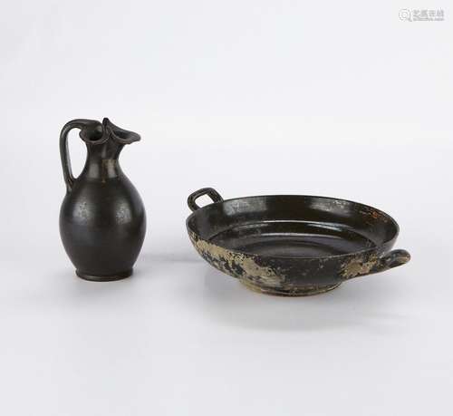 Grp: 2 Greek Ceramics Kylix Oinochoe Pitcher