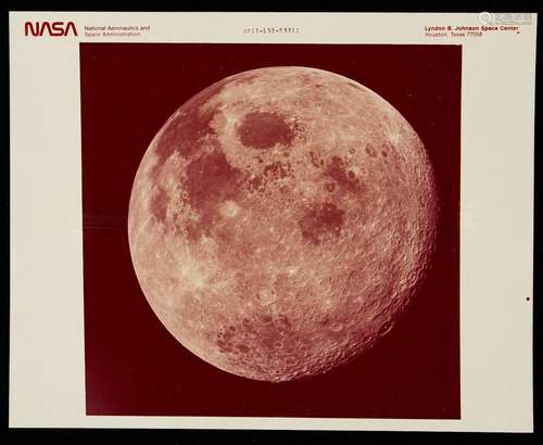 Apollo 17 Full Moon NASA Red Letter Kodak Print