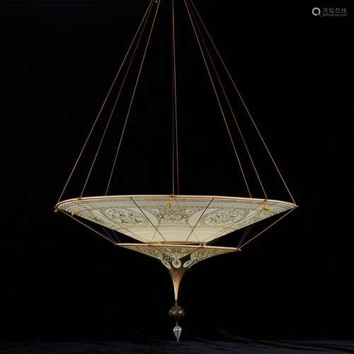 Large Fortuny Italian Silk Scheherezade Lamp