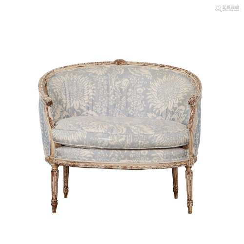 French Loveseat w/ Blue Upholstery