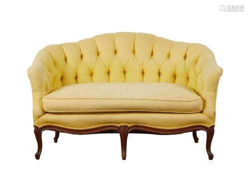 19th c. French Settee w/ Yellow Upholstery