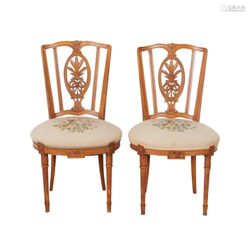 Pr French Side Chairs w/ Floral Decoration
