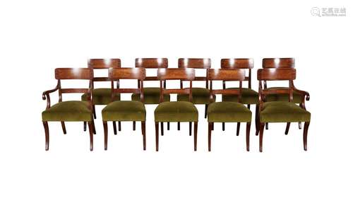 Set of 10 19th c. Chairs w/ Inlay