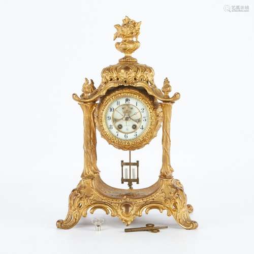 Gilded Gilbert Clock Co. Trinity Mantel Clock