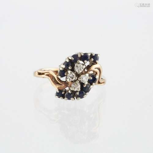 10K Gold Diamond Sapphire Ring