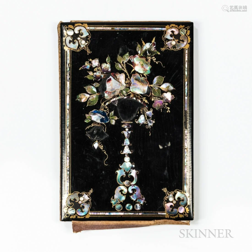 Victorian Black-lacquered/Mother-of-pearl-inlaid Portfolio B...