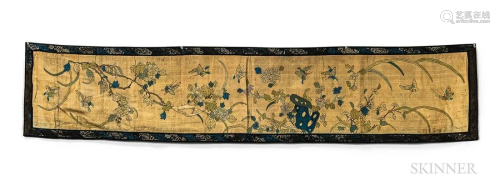 Narrow Kesi Panel, China, early 20th century, woven with peo...