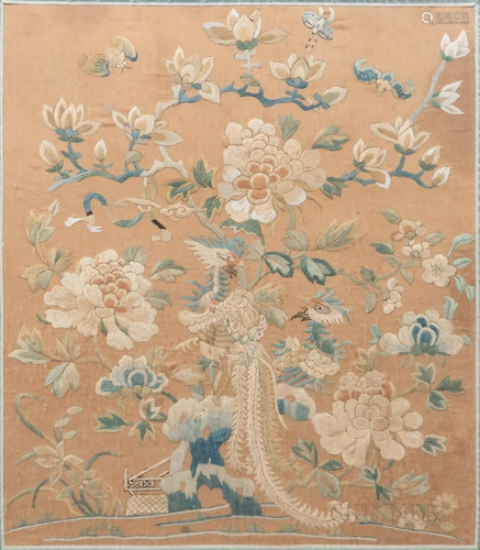 Embroidered Panel, China, 19th century, depicting a pair of ...