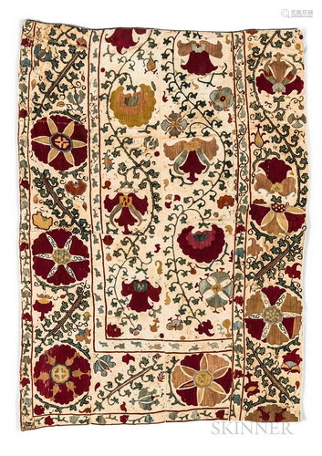 Suzani Embroidery, Central Asia, late 19th century, with flo...