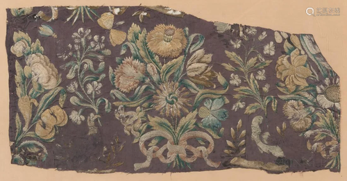 Silk Embroidered Fragment, France, 18th/19th century, depict...