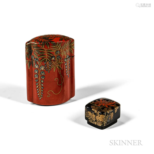 Red-lacquered Inro and a Black-lacquered Ojime, Japan, Meiji...