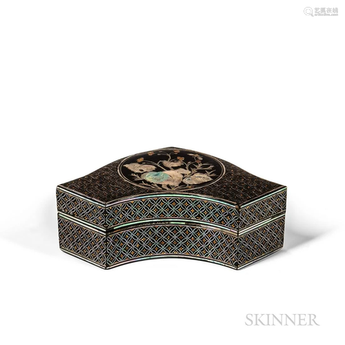 Ryukyu Gold/Mother-of-pearl-inlaid Incense Covered Box, Japa...