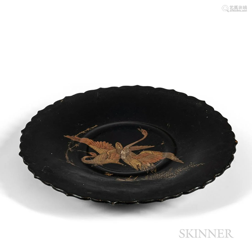 Gilt/Black-Lacquered Plate, Japan, possibly Edo period, circ...