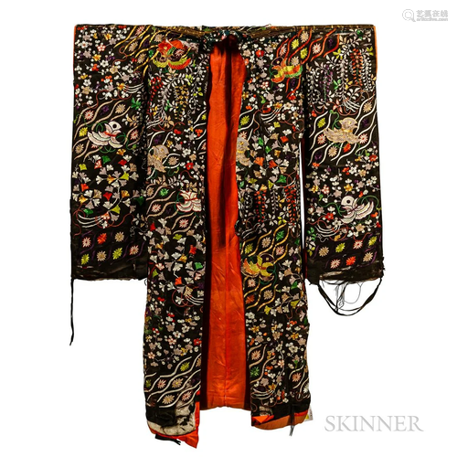 Embroidered Kimono, Japan, 20th century, embroidered with va...