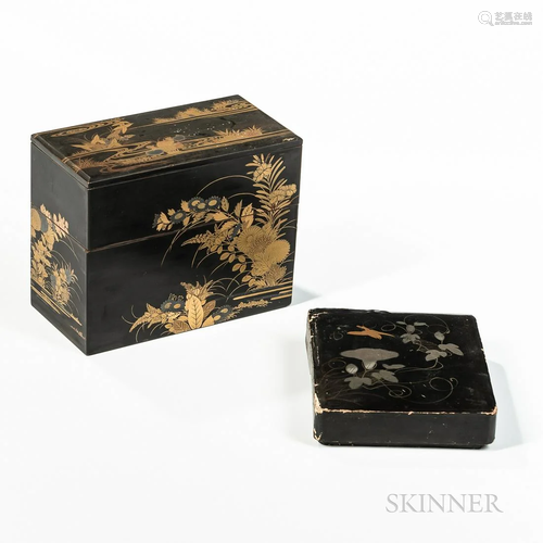 Two Maki-e Black-lacquered Box and Cover, Japan, Edo to Meij...