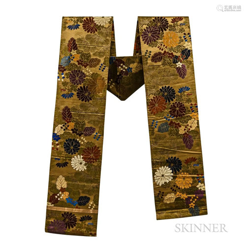 Heavy Brocade Obi Sash, Japan, early 20th century, woven wit...