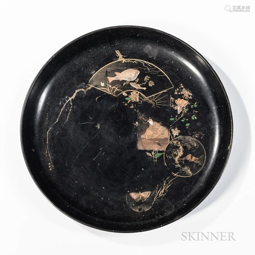 Maki-e Lacquered Tray, Japan, possibly Edo period, round on ...