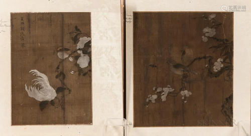 Two Album Leaves Depicting Birds and Flowers, China, Song/Yu...