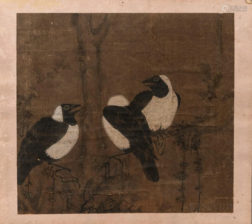 Album Leaf Depicting Three Birds, China, Song-style, perched...