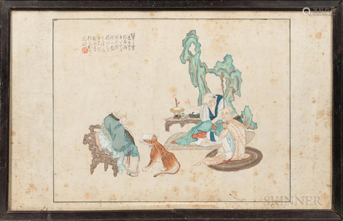 Three Paintings, China, 19th/20th century, an ink painting d...