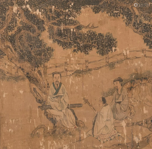 Painting Depicting Three Hermit Scholars, China, 19th/20th c...