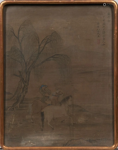 Painting Depicting a Man Riding on Horse, China, Yuan-style,...