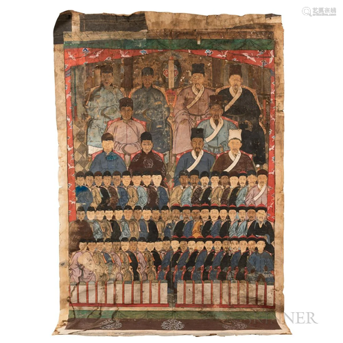 Monumental Group Ancestral Portrait, China, Qing dynasty, de...