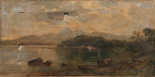 William McEvoy (Irish, fl. 1858-1891) Lake Shore with Beache...