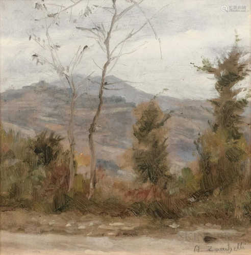 Attilio Zanchelli (1886-1946) Autumn Landscape with Distant ...