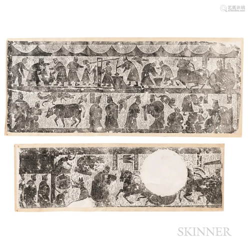 Two Rubbings of Archaic Scenes, China, possibly from Eastern...