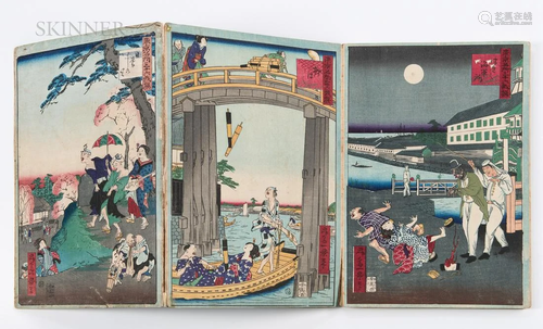 Seventeen-leaf Double-sided Woodblock Print Album, Japan, la...