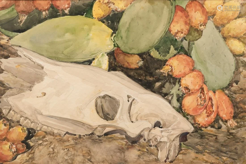 Harry Judson Allen (American, 1871-1966) Cow Skull Among Cac...